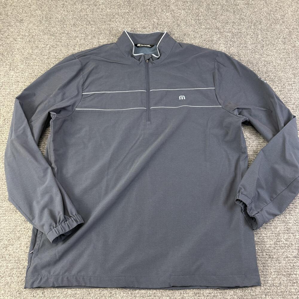 Travis Mathew Jacket Mens 2XL Blue Quarter Zip Windbreaker Golf Pullover